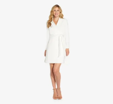 Adrianna Papell Day Dresses|Little White Dresses*Sequin Collar Tuxedo Dress In