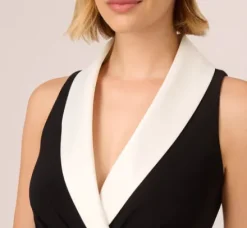 Adrianna Papell Wedding Guest Dresses|Formal Dresses*Shawl Collar Jersey Gown In Black Ivory