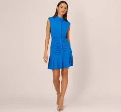 Adrianna Papell Wedding Guest Dresses|Day Dresses*Shirred Button Down Jersey Dress With Cap Sleeves In