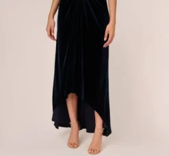 Adrianna Papell Wedding Guest Dresses|Formal Dresses*Shirred Velvet Gown With Elbow-Length Sleeves In