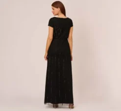 Adrianna Papell Wedding Guest Dresses|Formal Dresses*Short Sleeve Blouson Beaded Gown In