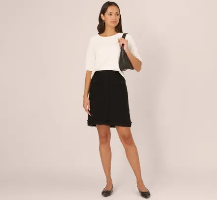 Adrianna Papell Tops & Blouses|Sweaters*Short Sleeve Pointelle Sweater With Crew Neckline In