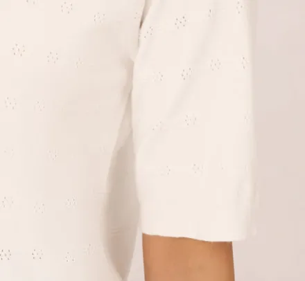 Adrianna Papell Tops & Blouses|Sweaters*Short Sleeve Pointelle Sweater With Crew Neckline In