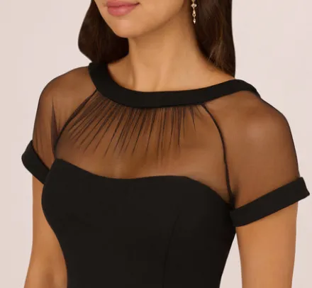 Adrianna Papell Wedding Guest Dresses|Day Dresses*Short Sleeve Sheath Dress With Illusion Details In