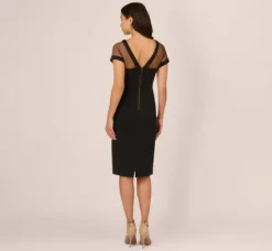 Adrianna Papell Wedding Guest Dresses|Day Dresses*Short Sleeve Sheath Dress With Illusion Details In