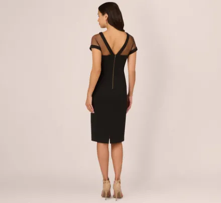 Adrianna Papell Wedding Guest Dresses|Day Dresses*Short Sleeve Sheath Dress With Illusion Details In
