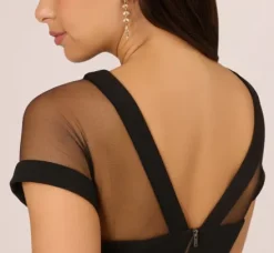 Adrianna Papell Wedding Guest Dresses|Day Dresses*Short Sleeve Sheath Dress With Illusion Details In