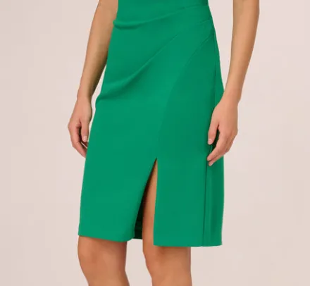 Adrianna Papell Wedding Guest Dresses|Day Dresses*Short Sleeves Sheath Dress With Asymmetrical Neckline In Vivid Green