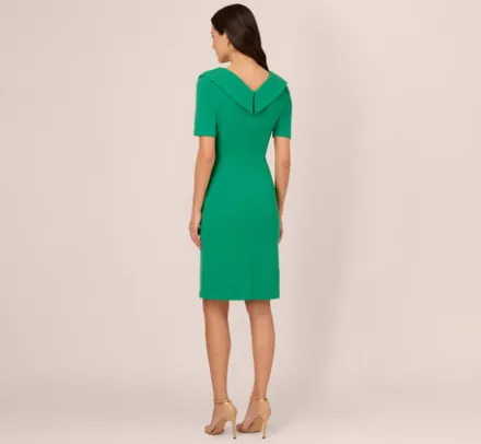 Adrianna Papell Wedding Guest Dresses|Day Dresses*Short Sleeves Sheath Dress With Asymmetrical Neckline In Vivid Green