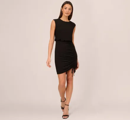 Adrianna Papell Wedding Guest Dresses|Day Dresses*Sleeveless Blouson Dress With Shirred Skirt In