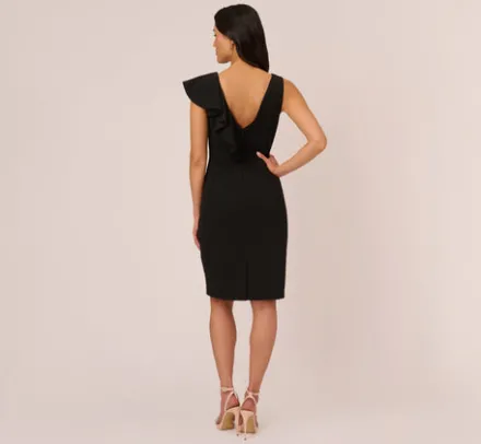 Adrianna Papell Wedding Guest Dresses|Day Dresses*Sleeveless Crepe Sheath Midi Dress With Ruffle Accent In