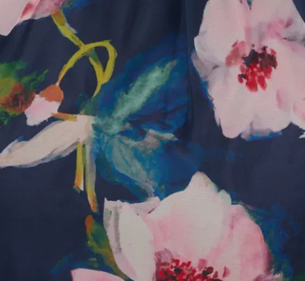 Adrianna Papell Jumpsuits*Sleeveless Floral Organza Jumpsuit With Cropped Wide Legs In Navy Multi