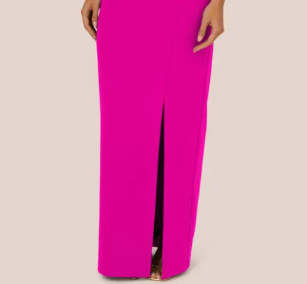 Adrianna Papell Wedding Guest Dresses|Formal Dresses*Sleeveless Knit Crepe Rhinestone Bow Column Gown In Pink Flame