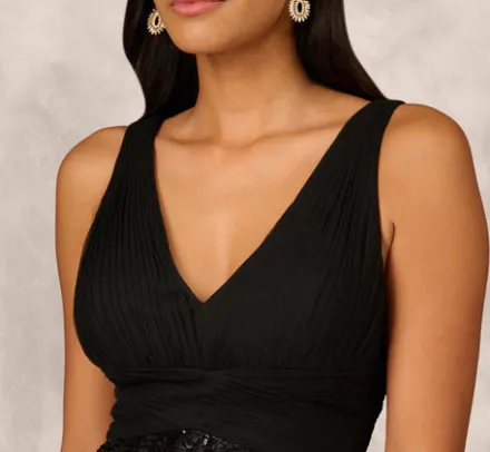Adrianna Papell Wedding Guest Dresses|Petite-Friendly*Sleeveless Midi Dress With 3D Embroidered Skirt In