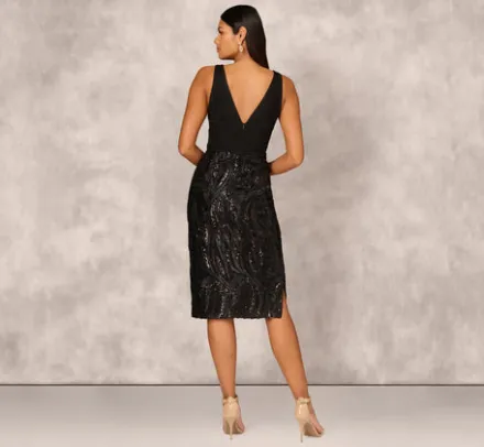 Adrianna Papell Wedding Guest Dresses|Petite-Friendly*Sleeveless Midi Dress With 3D Embroidered Skirt In