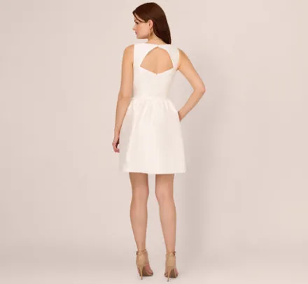 Adrianna Papell Day Dresses|Little White Dresses*Sleeveless Mikado Fit And Flare Dress With Pearl Beaded Trim In