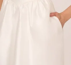 Adrianna Papell Day Dresses|Little White Dresses*Sleeveless Mikado Fit And Flare Dress With Pearl Beaded Trim In