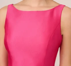 Adrianna Papell Wedding Guest Dresses|Petite-Friendly*Sleeveless Mikado Fit And Flare Midi Dress With V-Back In Electric Pink