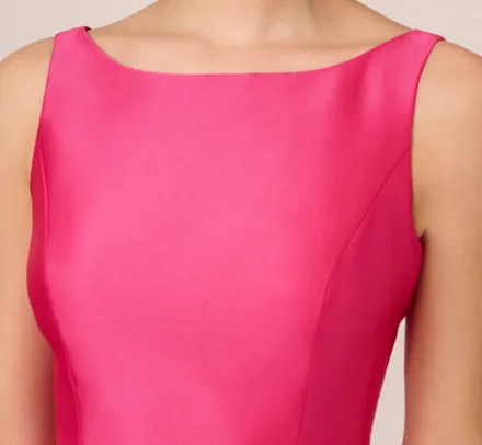 Adrianna Papell Wedding Guest Dresses|Petite-Friendly*Sleeveless Mikado Fit And Flare Midi Dress With V-Back In Electric Pink
