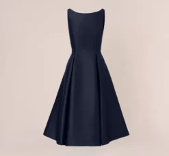 Adrianna Papell Wedding Guest Dresses|Petite-Friendly*Sleeveless Mikado Fit And Flare Midi Dress With V-Back In