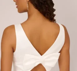 Adrianna Papell Little White Dresses*Sleeveless Mikado Midi Dress With Flounce Hem In