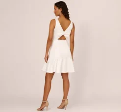 Adrianna Papell Little White Dresses*Sleeveless Mikado Midi Dress With Flounce Hem In