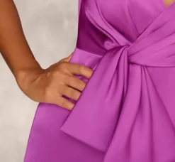 Adrianna Papell Wedding Guest Dresses|Formal Dresses*Sleeveless Satin Crepe Column Gown With Bow Waist In Wild Orchid