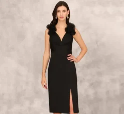Adrianna Papell Wedding Guest Dresses|Petite-Friendly*Sleeveless Sheath Dress With Ruffle Accents In