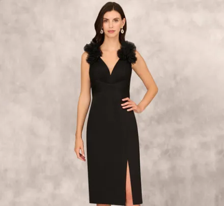 Adrianna Papell Wedding Guest Dresses|Petite-Friendly*Sleeveless Sheath Dress With Ruffle Accents In