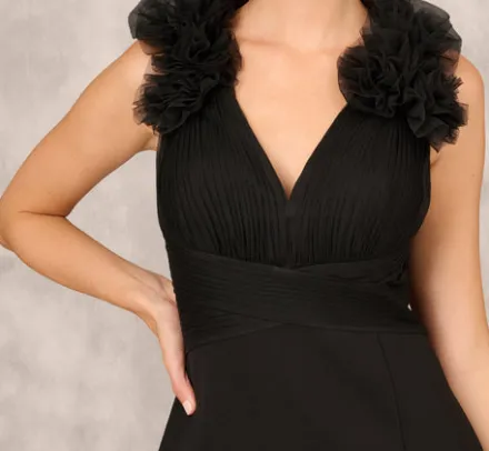 Adrianna Papell Wedding Guest Dresses|Petite-Friendly*Sleeveless Sheath Dress With Ruffle Accents In