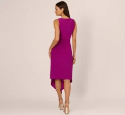 Adrianna Papell Wedding Guest Dresses|Day Dresses*Sleeveless Shirred Jersey Midi Dress With Asymmetrical Hem In Wild Magenta