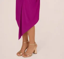 Adrianna Papell Wedding Guest Dresses|Day Dresses*Sleeveless Shirred Jersey Midi Dress With Asymmetrical Hem In Wild Magenta