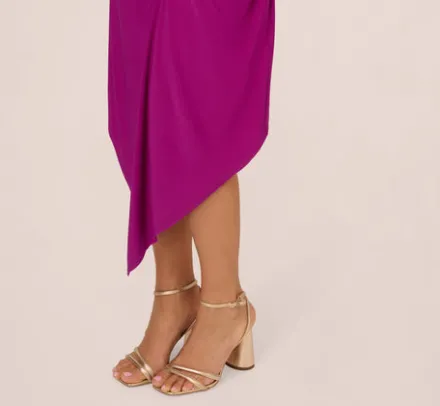 Adrianna Papell Wedding Guest Dresses|Day Dresses*Sleeveless Shirred Jersey Midi Dress With Asymmetrical Hem In Wild Magenta
