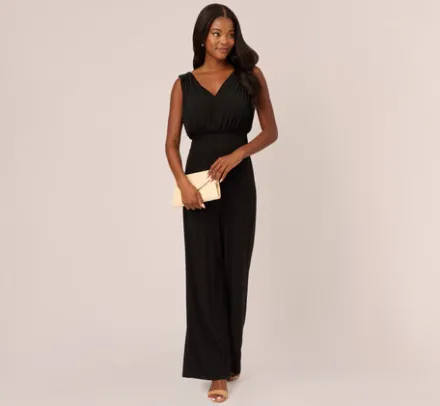Adrianna Papell Jumpsuits|Ap Exclusives*Sleeveless Smocked Jumpsuit With V-Neckline In