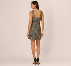 Adrianna Papell Wedding Guest Dresses|Day Dresses*Sleeveless Tweed Mini Dress With Halter Straps In Black Ivory