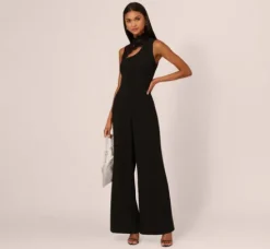 Adrianna Papell Jumpsuits*Sleeveless Wide Leg Jumpsuit With Lace Neckline In