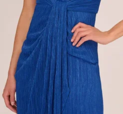 Adrianna Papell Wedding Guest Dresses|Formal Dresses*Stardust Pleated Draped One Shoulder Gown In Brilliant Sapphire