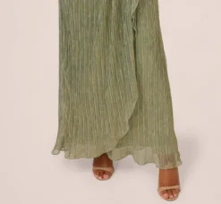 Adrianna Papell Wedding Guest Dresses|Formal Dresses*Stardust Pleated Draped One Shoulder Gown In Green Slate