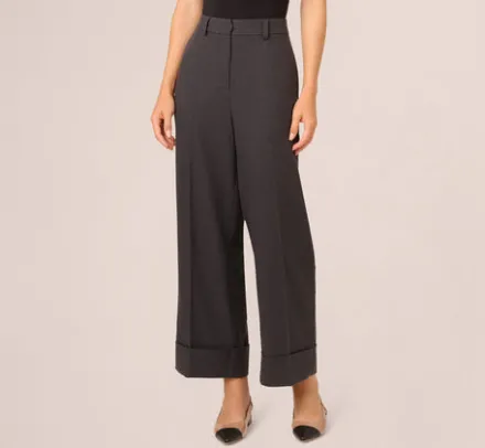 Adrianna Papell Pants & Skirts|Co-Ord Sets*Straight Leg Cuffed Pant With Elastic Back In Heather Steel
