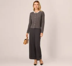 Adrianna Papell Pants & Skirts|Co-Ord Sets*Straight Leg Cuffed Pant With Elastic Back In Heather Steel