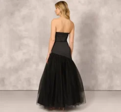 Adrianna Papell Wedding Guest Dresses|Formal Dresses*Strapless Mikado Ball Gown With Mesh Skirt In