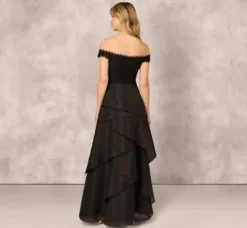 Adrianna Papell Wedding Guest Dresses|Formal Dresses*Strapless Organza Ball Gown With Off The Shoulder Neckline In