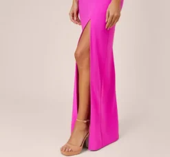 Adrianna Papell Wedding Guest Dresses|Formal Dresses*Stretch Crepe Off-The-Shoulder Long Column Gown With Bows In Pink Flame