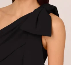 Adrianna Papell Wedding Guest Dresses|Formal Dresses*Stretch Crepe One Shoulder Mermaid Gown With Bow Accent In