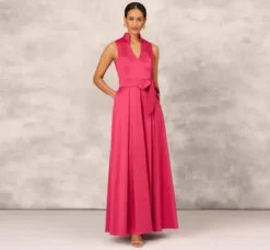 Adrianna Papell Wedding Guest Dresses|Formal Dresses*Stretch Mikado Ball Gown With Self Tie Sash In Faded Azalea