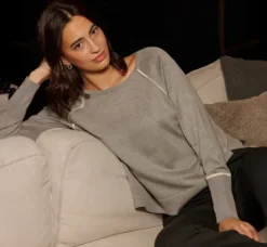 Adrianna Papell Tops & Blouses|Sweaters*Sweater Vest Collared Twofer Shirt In Heather Grey Cream