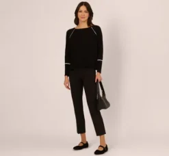 Adrianna Papell Tops & Blouses|Sweaters*Sweater Vest Collared Twofer Shirt In Black Ivory