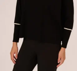 Adrianna Papell Tops & Blouses|Sweaters*Sweater Vest Collared Twofer Shirt In Black Ivory