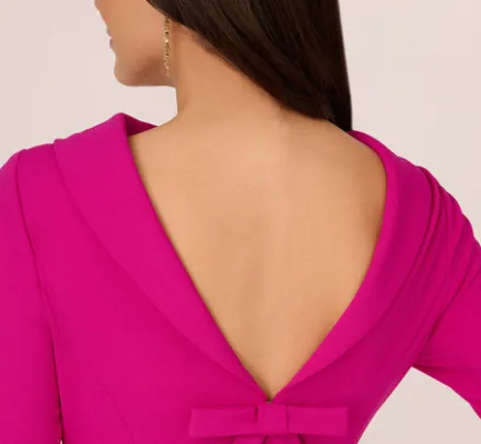 Adrianna Papell Wedding Guest Dresses|Day Dresses*Three Quarter Sleeve Crepe Midi Dress With Rolled Neck In Pink Flambe