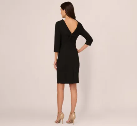 Adrianna Papell Wedding Guest Dresses|Day Dresses*Three Quarter Sleeve Crepe Midi Dress With Rolled Neck In